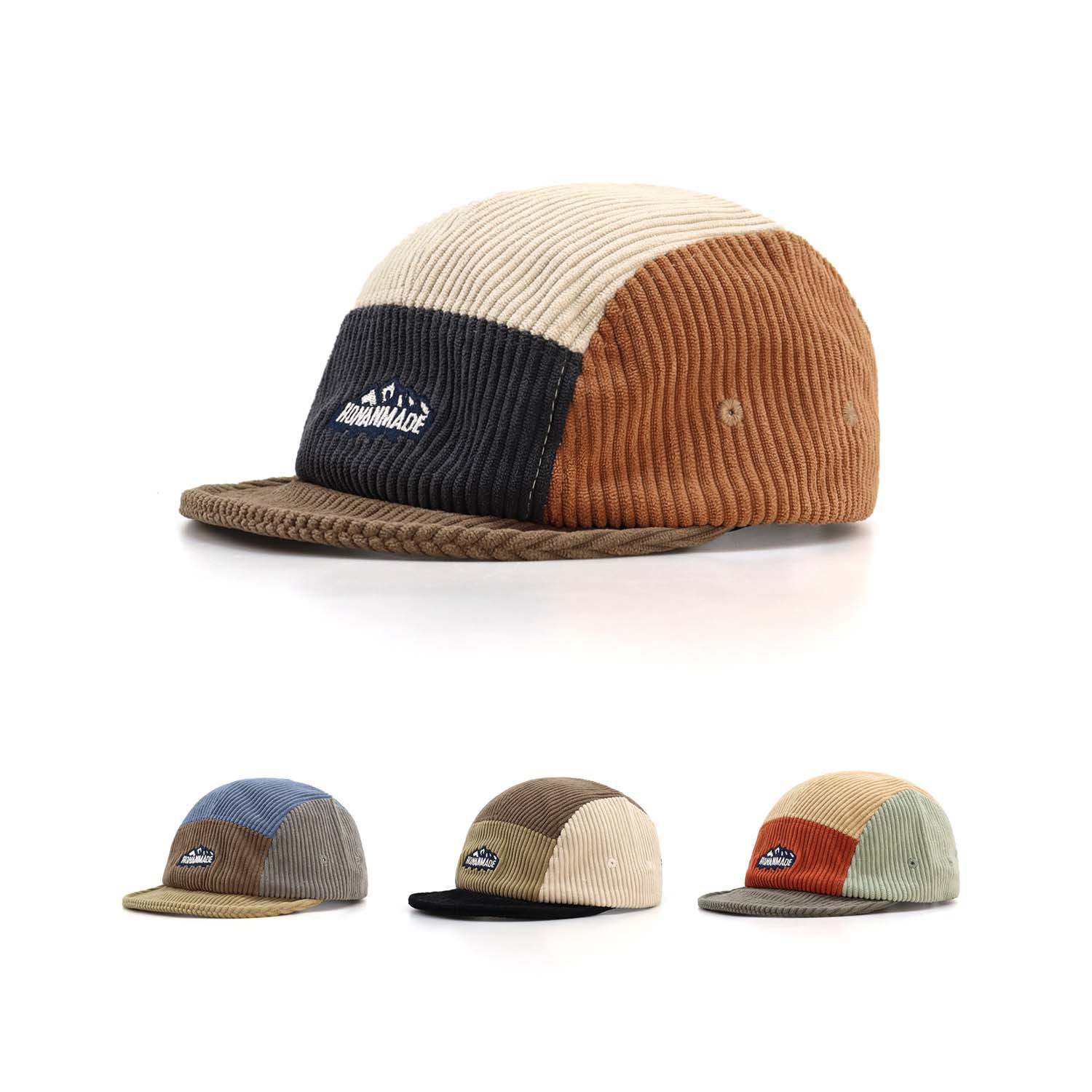 Corduroy Cap 5 Panel - Nowa czapka bejsbolówka damska z krótkim